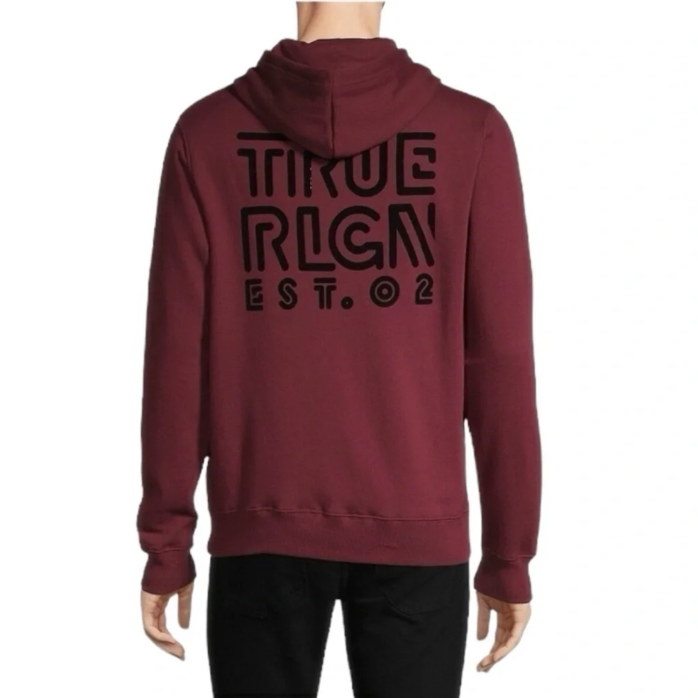 True Religion Men’s Logo Back Hoodie. Burgundy Size Large #1220